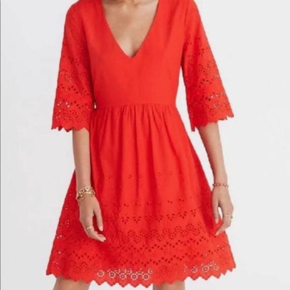 Red Eyelet Madewell Dress - Picture 7 of 10
